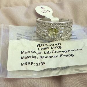 Lime Luxe Silver Ring with Lab Created Peridot